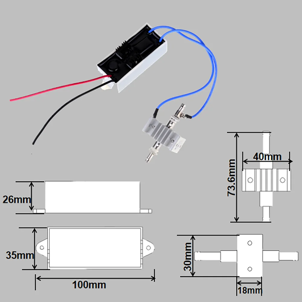 AQUAPURE 12V DC Super Stable Titanium electrode ozone module ozone generator quartz tube for medical ozone therapy machines