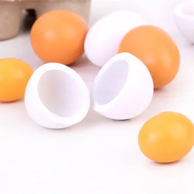 wood diy craft kids wooden egg toys faux fakes eggs chicken food toys