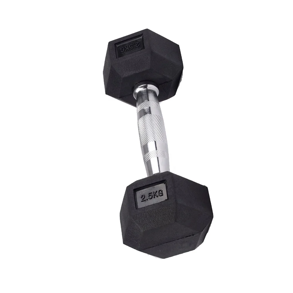 
In stock ready to ship fixed black free weights fitness hexagonal rubber dumbbell for sale for exercise 