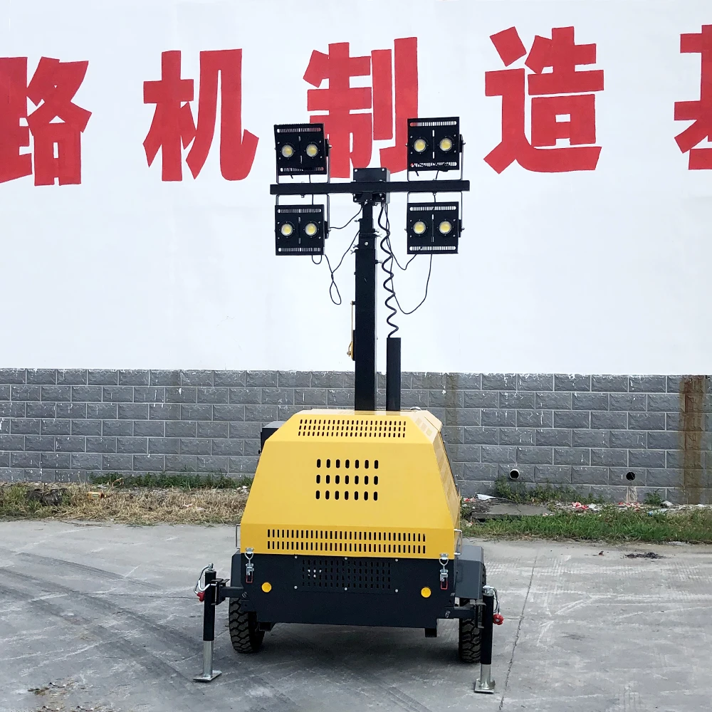 Construction 3m 6m 8m 9m Mobile Outdoor Light Tower Trailer Mounted Diesel Generator Mobile Lighting Tower
