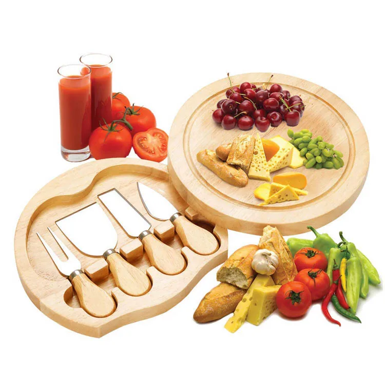2021 Hot Sale 4 Piece Stainless Steel Cheese Board And Knife Set With Bamboo Cheese Cutting Board