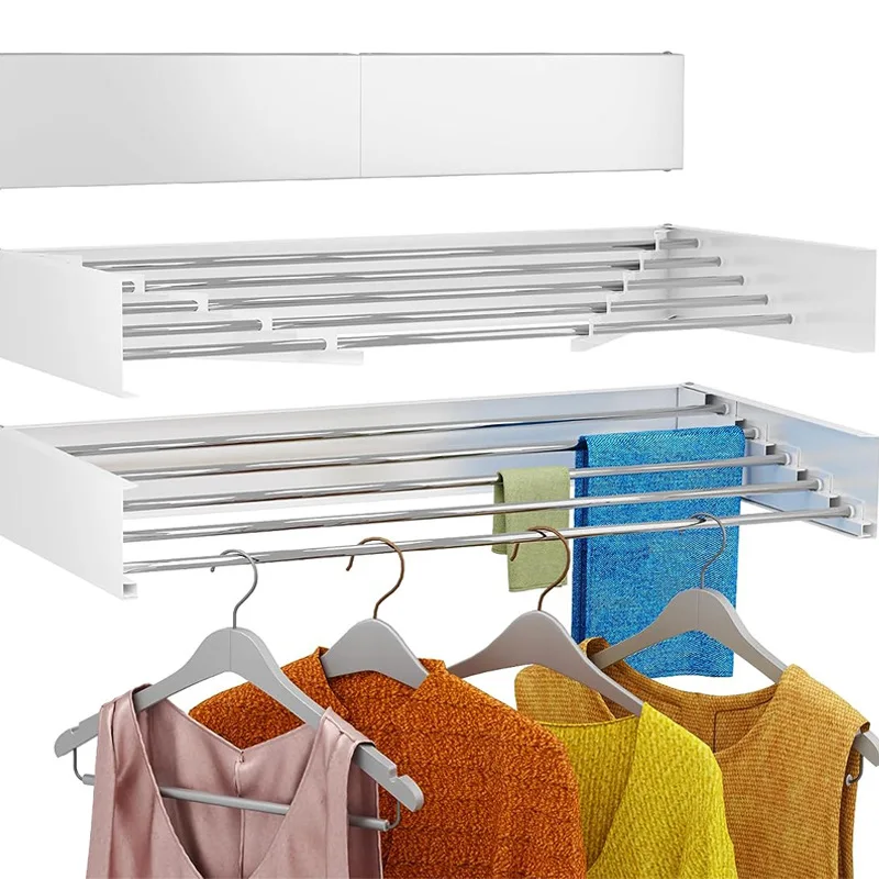Retractable Laundry Drying Rack Wall Mounted  Foldable Clothes Dry rack