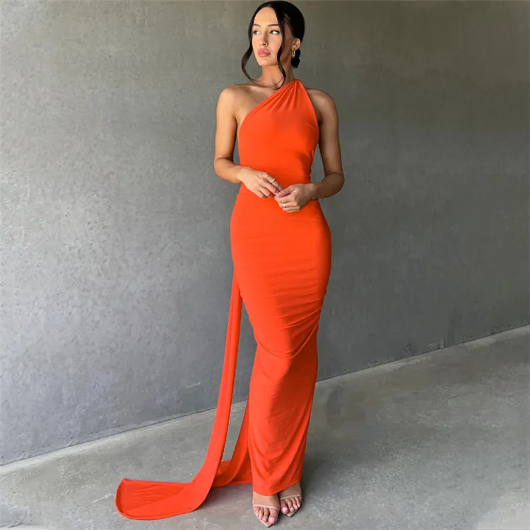 B6712-women dresses casual summer backless ruffled maxi dress ladies summer elegant dress