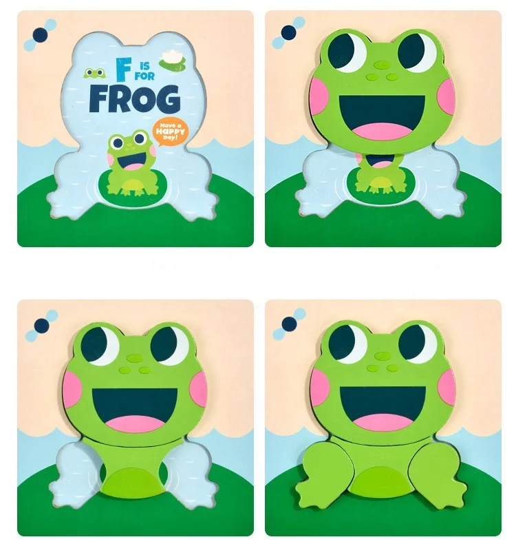 Cute Lion Montessori 3D Jigsaw Solid Wood Early Learning Toys for Preschool Kids Travel Game Gift for Boys Girls New Puzzle