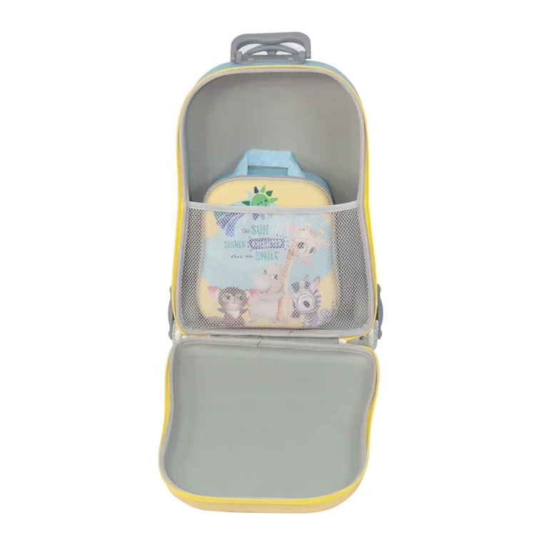 EVA 16 inch climbing stairs trolley case children luggage set with lunch bag school bag