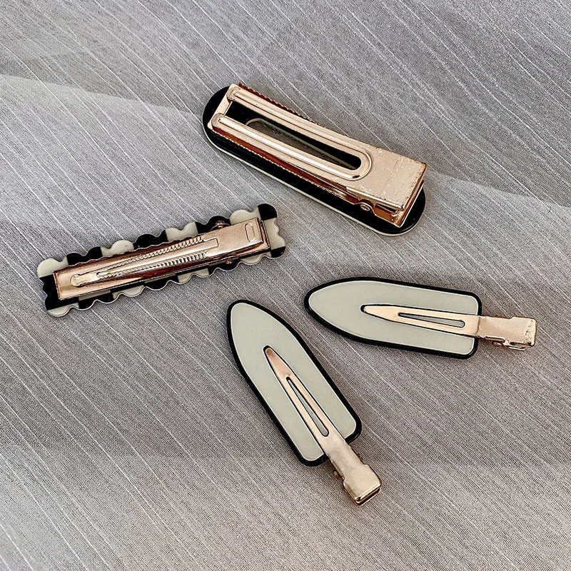 Vintage Black White Checkerboard Print Girls Hair Pin Accessories creaseless hair clips Lady Gifts Headwear