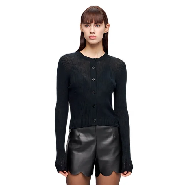 New Design 2023 cardigan women Viscose summer Sunscreen clothes Ice yarn knitting Single breasting plain women cardigan sweater