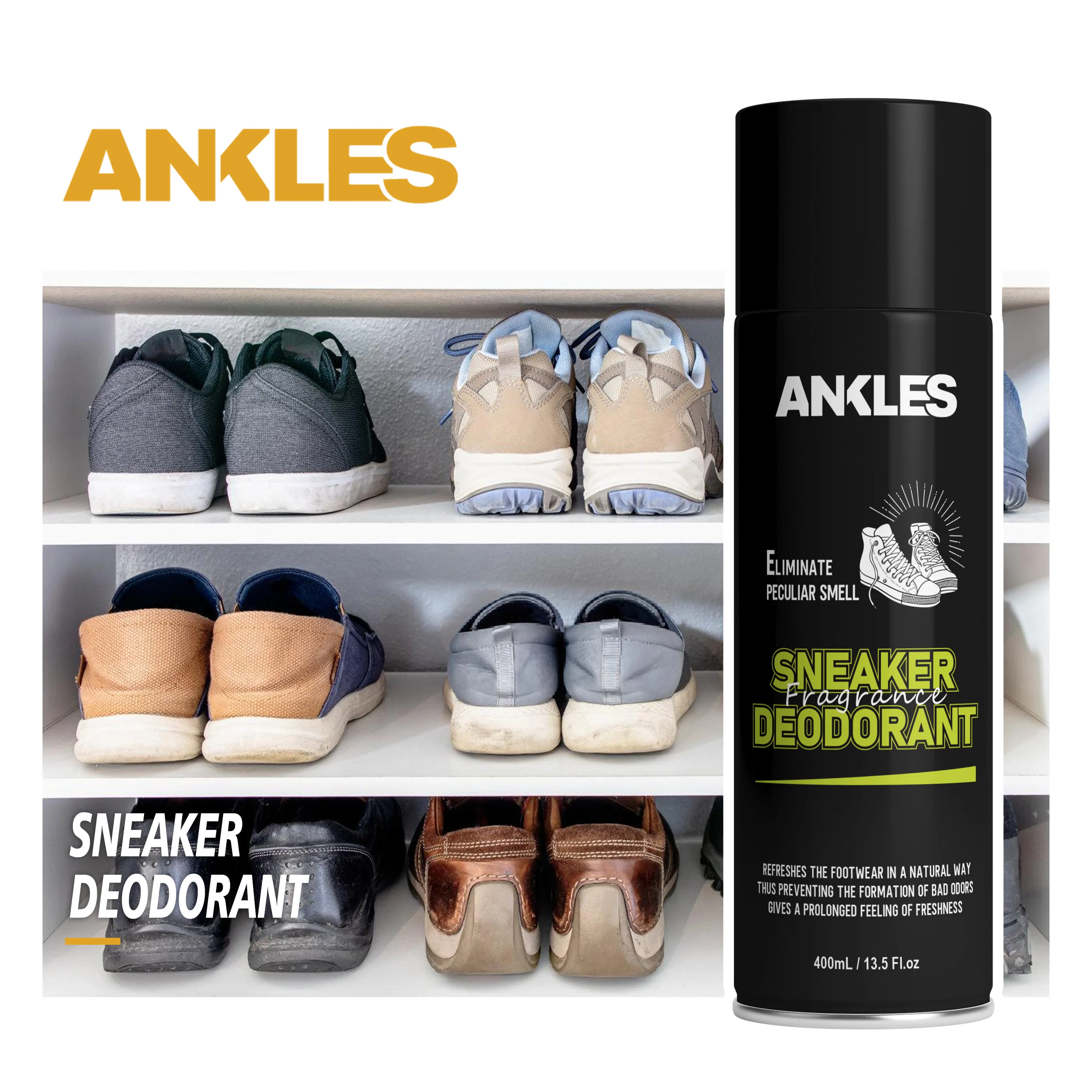 ANKLES natural shoe and foot spray deodorant for sneaker deodorizer spray shoe deodorant