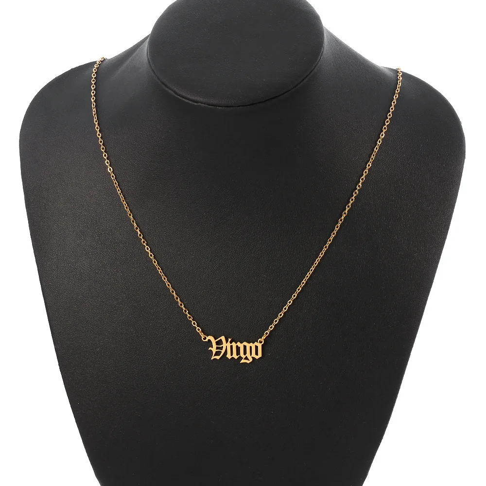 
Popular in 2021 three colorsEnglish letters stainless steel pendant 12 constellations in stock 
