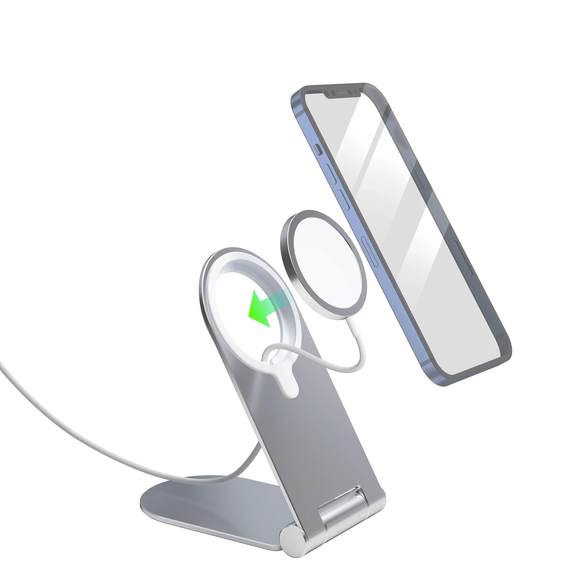 Регулируемая подставка для зарядного устройства Magsafe для iPhone 12, складное Беспроводное зарядное устройство, настольное зарядное устройство, кронштейн