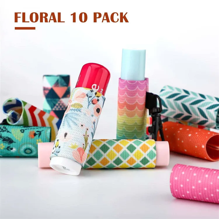 Manufacturer Custom Logo Sublimation Lip Balm Holder Sleeve Lipstick Bag Keychain Lipstick Chapstick Holder Keychain
