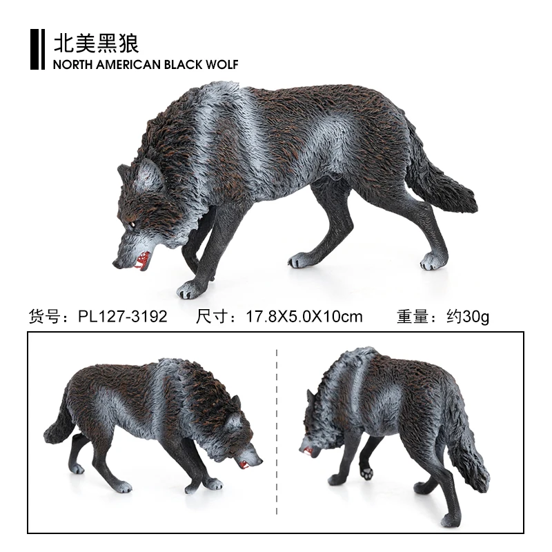 Wholesale Solid PVC Simulation Statue Model North American Gray Wolf Animal Figurines Toys