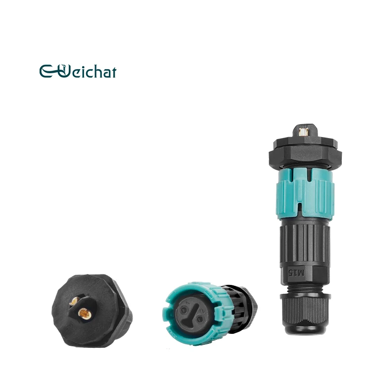 Weichat Manufacturer Hot Sale M15 Panel Mount 2 Pin Male Female Electrical Wire Connecting IP68 Waterproof Connector
