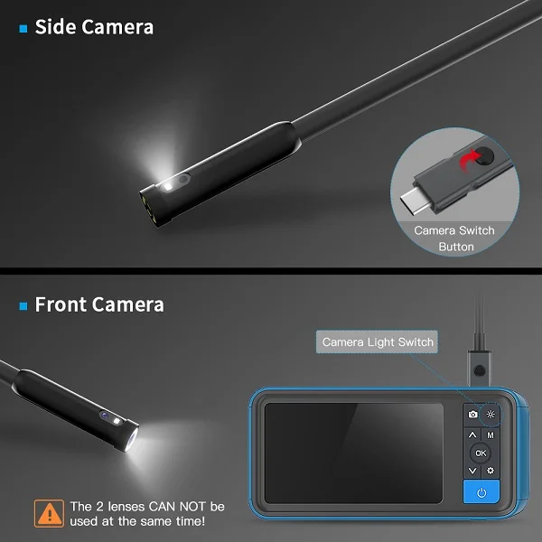 Vehicle diagnostic tools dual lens borescope endoscope inspection camera