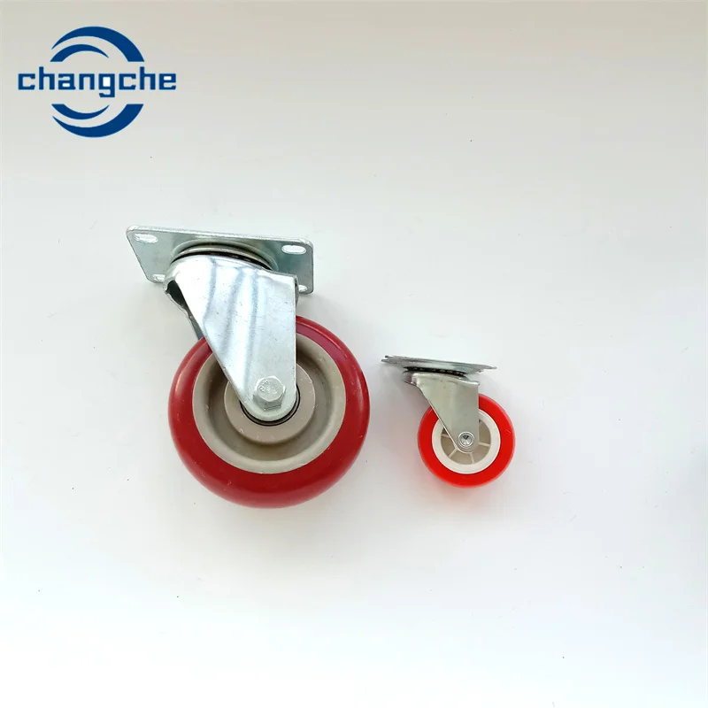 Black  Caster Wheels Fixed Caster 4 Inch Caster Wheel PVC PU Material Wheel