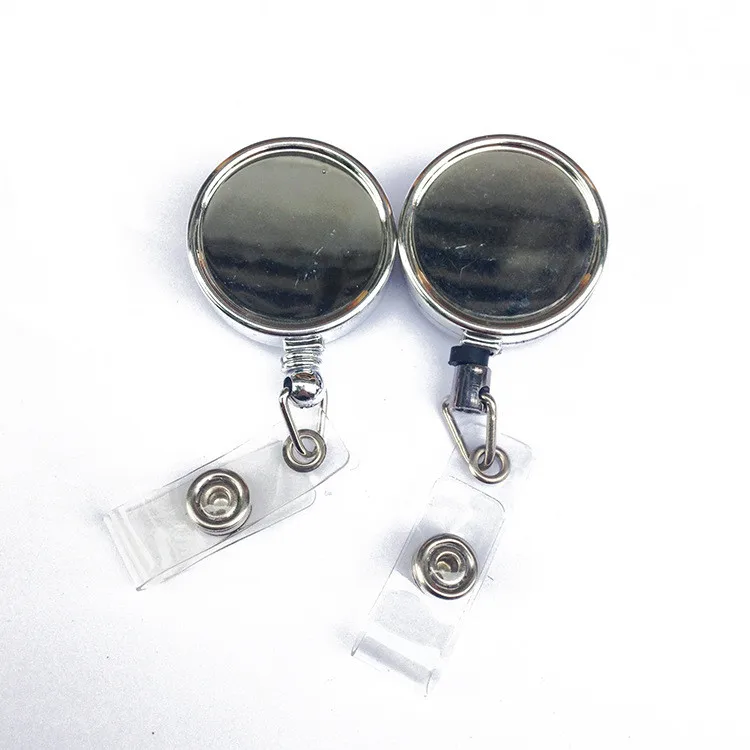 Hot Sale Custom Logo Retractable Reel Silver Metal ID Badge Holder With Clip Novelty Metal Badge Reel