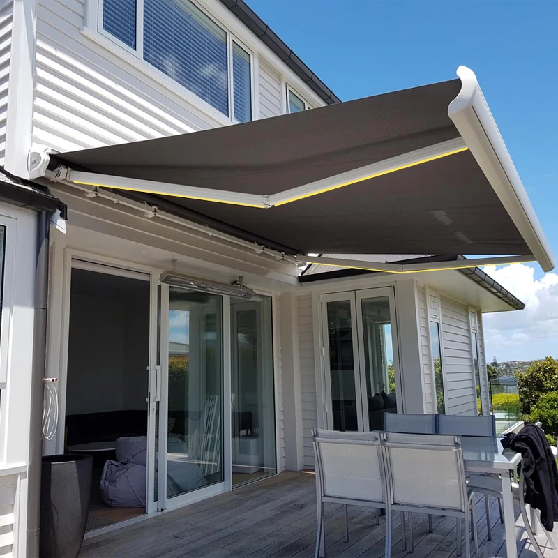 Outdoor Patio Garden Aluminium Canopy Folding Arm Electric Full Cassette Retractable Awnings