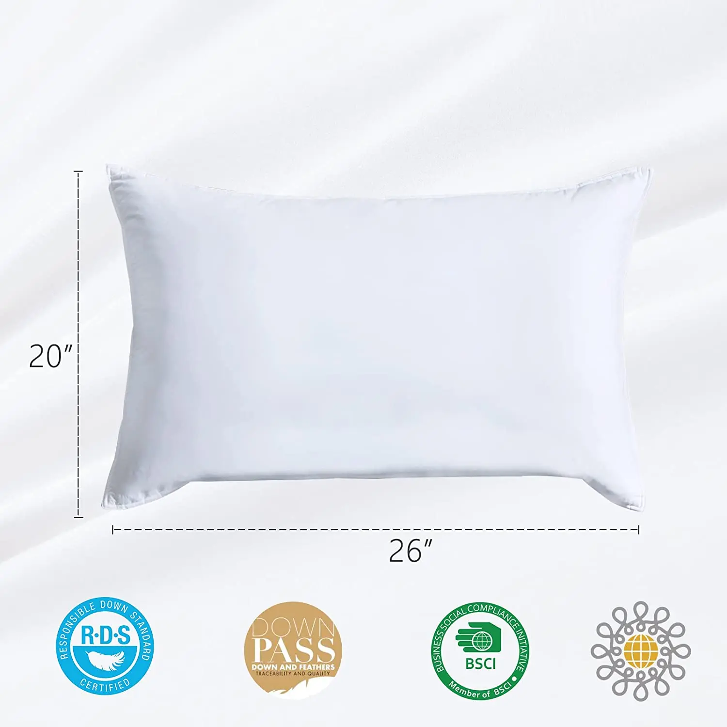 Goose Down Feather Pillows Standard size 2 Firm White Bed Pillow for bedroom