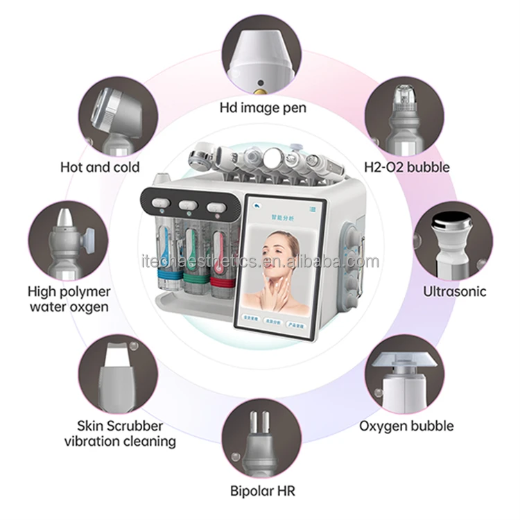 8 in 1 Hydrodermabrasion Aqua Peeling Hydro Oxygen Jet Peel Facial Diamond Dermabrasion Skin Scrubber Face Skin Analysis Bubble