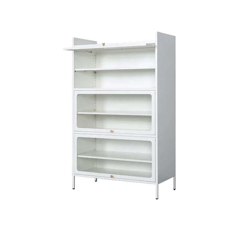 Kitchen Storage Rack Cabinet Kitchen Cupboard Organizer Kitchen Sideboard Living Room Display Cabinet Metal With GlassDoor