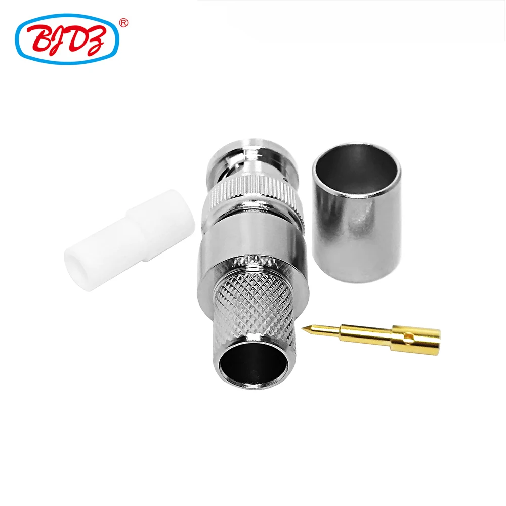 Factory supply BNC type connector rf coaxial bnc male plug crimp for  rg214 cable BNC crimpable coax connector in stock ROHS