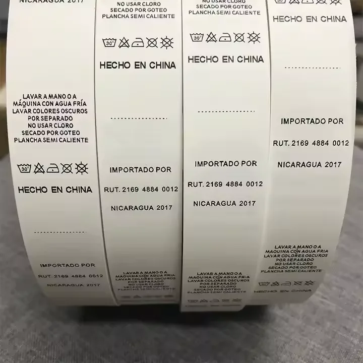 OEM/ODM Custom Logo Cotton Woven Polyester Fabric Custom Barcode Printing Washing Label For Baby Clothing