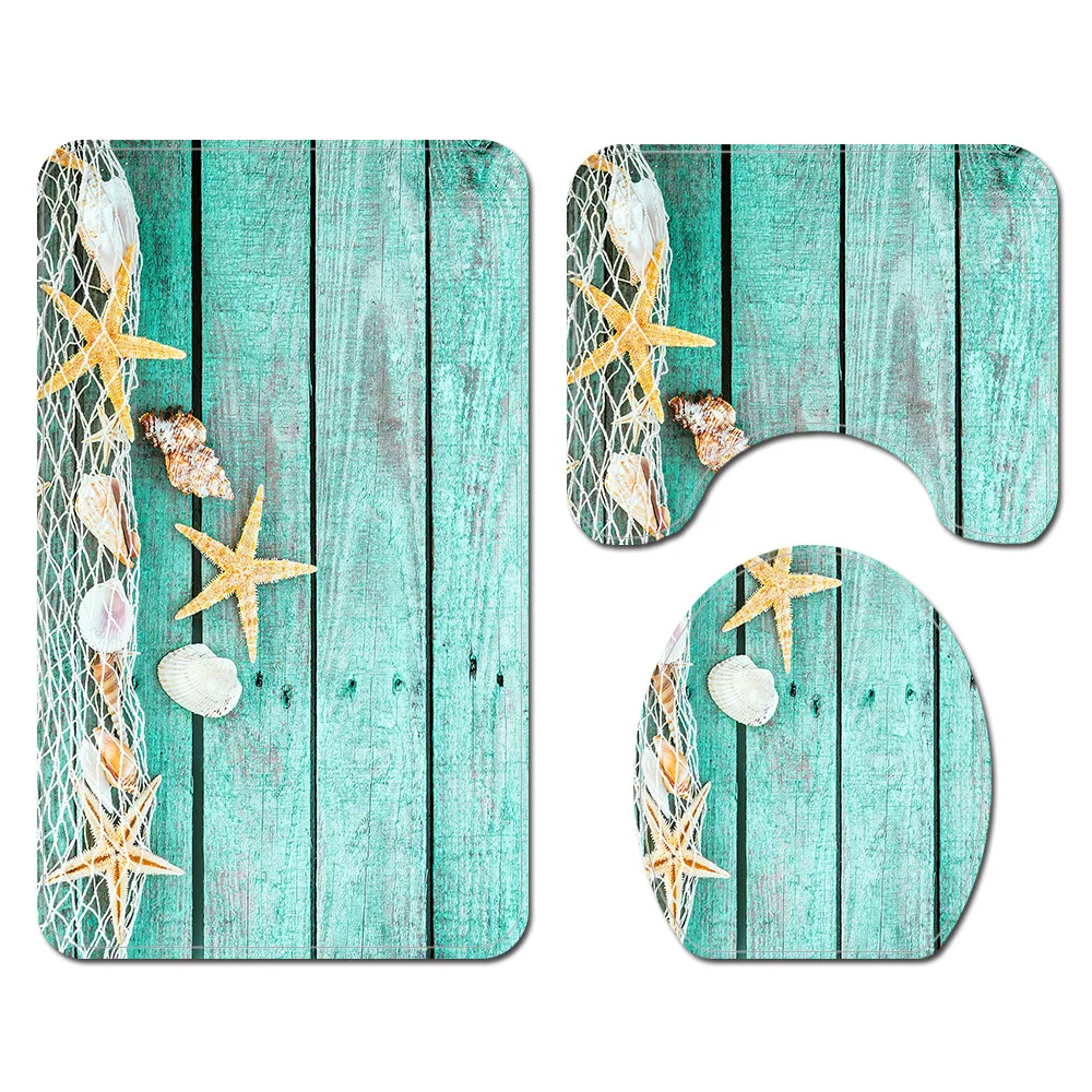 Bath Rug Set 3 Piece Bathroom Contour Rug Toilet Mat Sets Non Slip Microfiber Bath Shower Mat U-Shaped Toilet Rug Combo Set