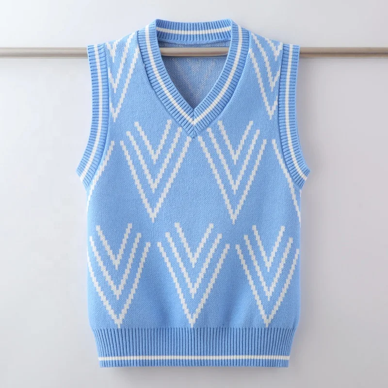 
High quality stylish classic aesthetic sleeveless patterned knitted sweater for child 