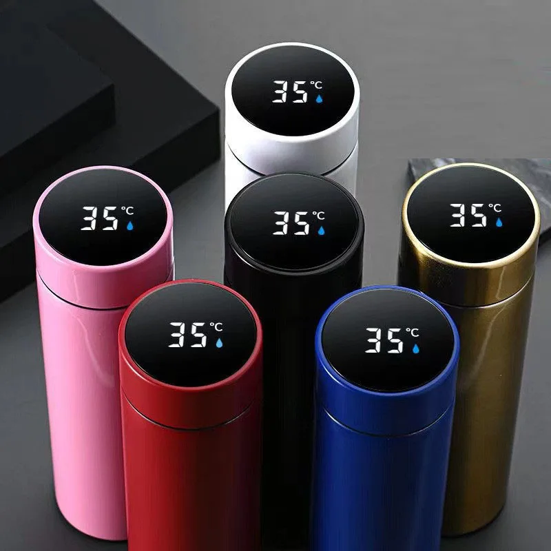 Wholesale Intelligent Temperature Measuring 304 Stainless Steel Thermos Cup OEM Portable Camping Water Cup Giveaway Gift Idea