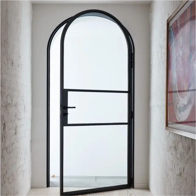 black glass french arch shaped aluminium doors sizes