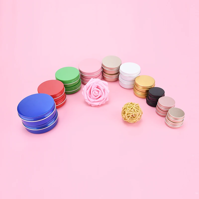 wholesale 5ml 100ml 200ml 1000ml frosted custom sliver small tea  round cosmetic candy metal aluminum cream jars  with screw lid