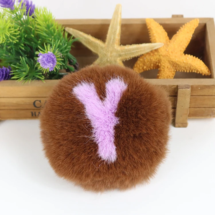  Puff Key Chain Red Silver Large Faux Fluffy Pompom Puff Ball Fur Ball Fur Ball Heart Pom Pom Key-chain