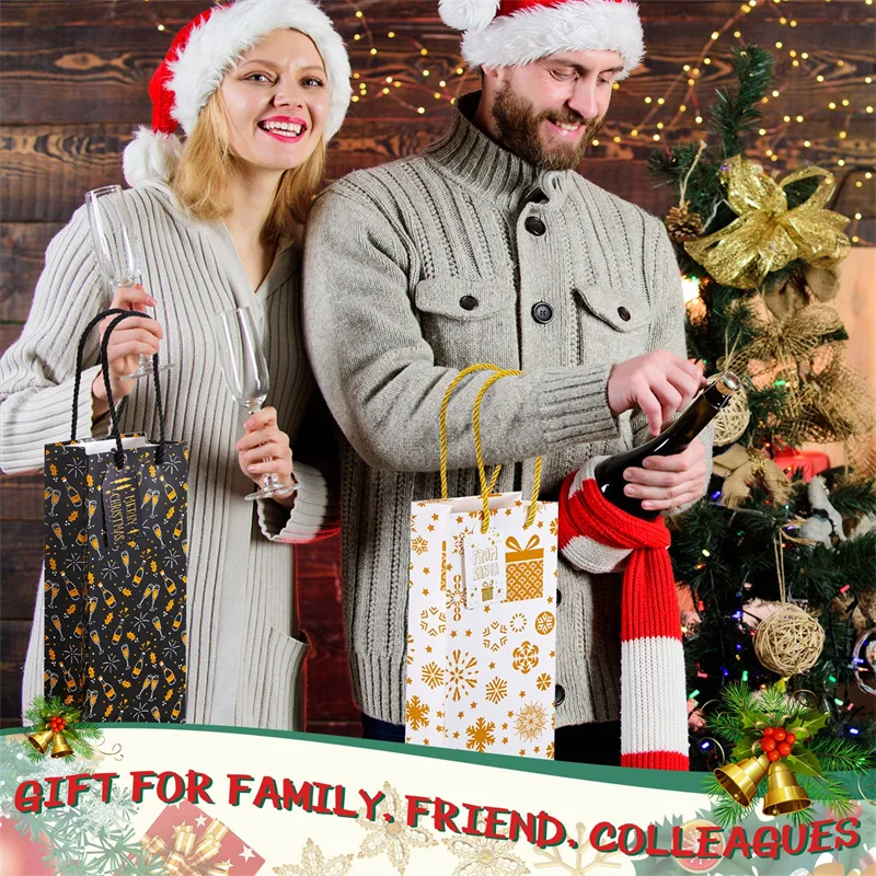 Wine Gift Bags Wine Bottles Wrap Bags with Handle Name Tags