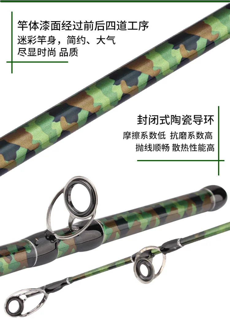 2 Sections Extra Heavy Power Spinning Rods 2.1M  2.28M  2.4M Camouflage XH Power Graphite Carbon Fiber surfcasting Rods