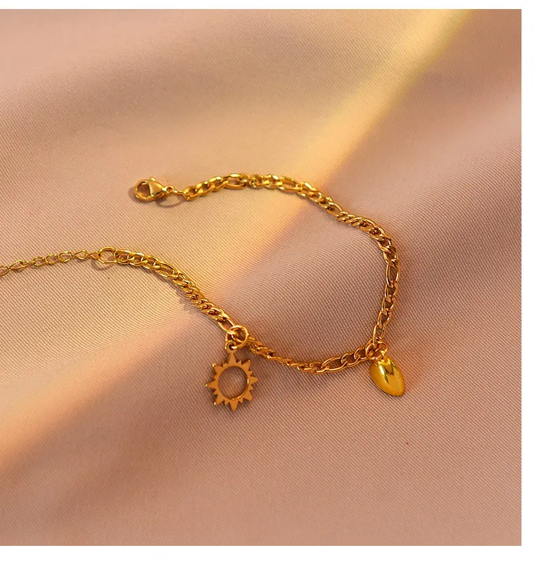 Custom Women Stainless Steel Personality Love Bracelets For Couples Of The Moon And The Sun