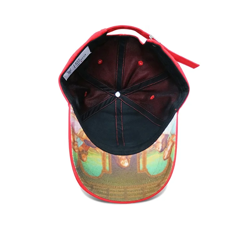 STOCK hot sale sublimation printed vintage baseball cap, custom logo red sports cap