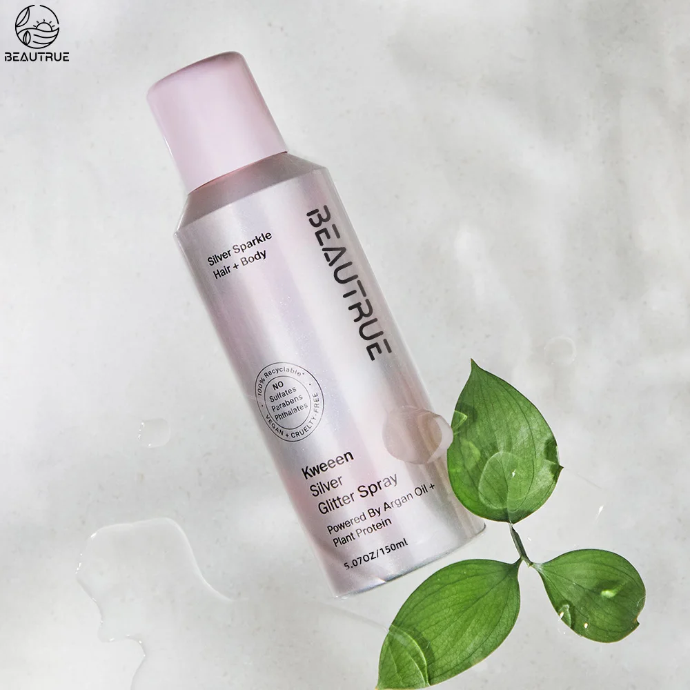 Private Label VOC Environmental Glitter Shiny Liquid Spray Non-Sticky Formula Shimmer For Hair And Body Cosmetics Glitter Spray