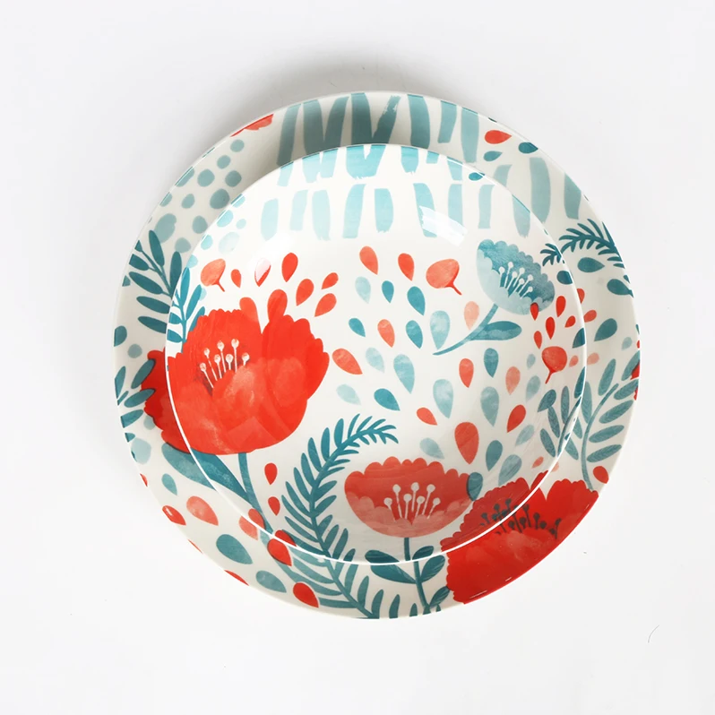 Круглые белые фарфоровые плоские тарелки AL MAALY, 6/7/8/9/10/11 дюймов, керамические тарелки для ужина