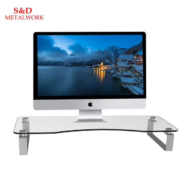 metal desk monitor stand riser adjustable monitor riser  with storage