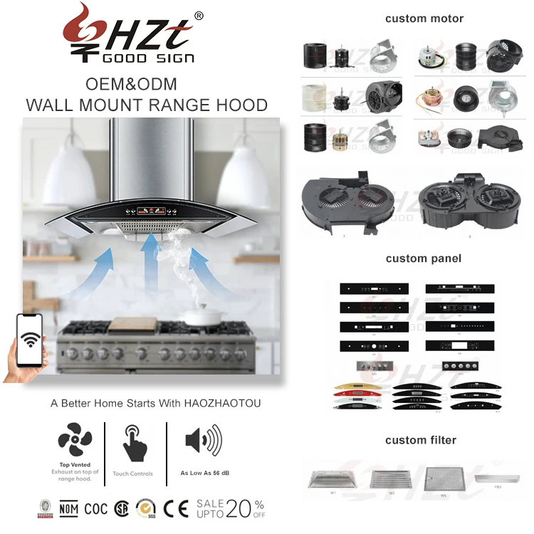 New European Style Wall Mount 60/90 cm kitchen Range Hood slim Cooker hood Extractor T Shape range hood