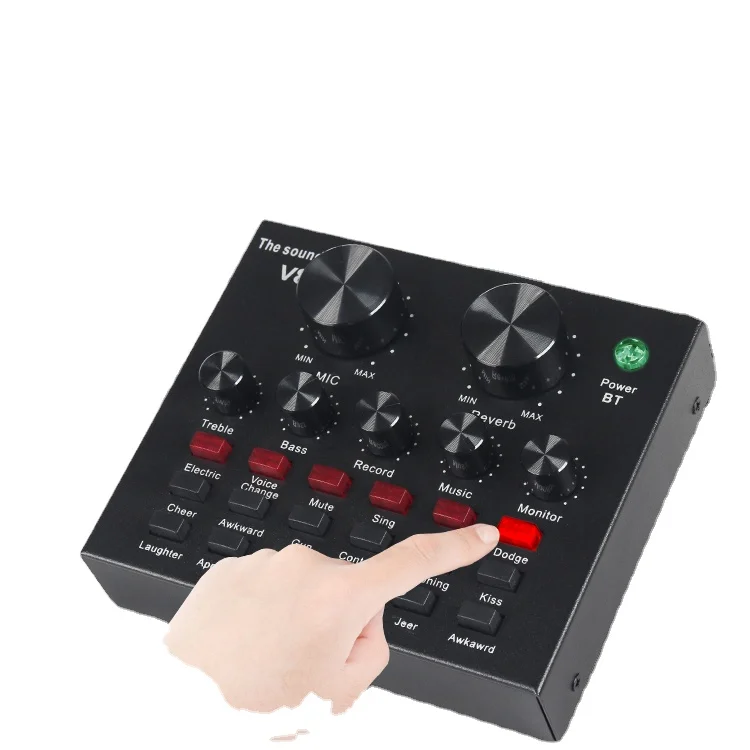 Podcast Equipment Bluetooth Wireless Audio Sound Cards & Mixers with Multiple Effect for Android Mobile Phones,iPhone,PC Speaker