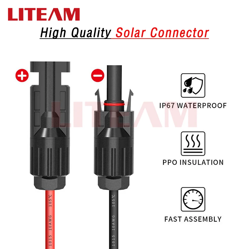 Custom Wire Harness Solar Connector to 30A Single Pole Power Connector Female Splitter Cable For Solar Panel & Portable Battery