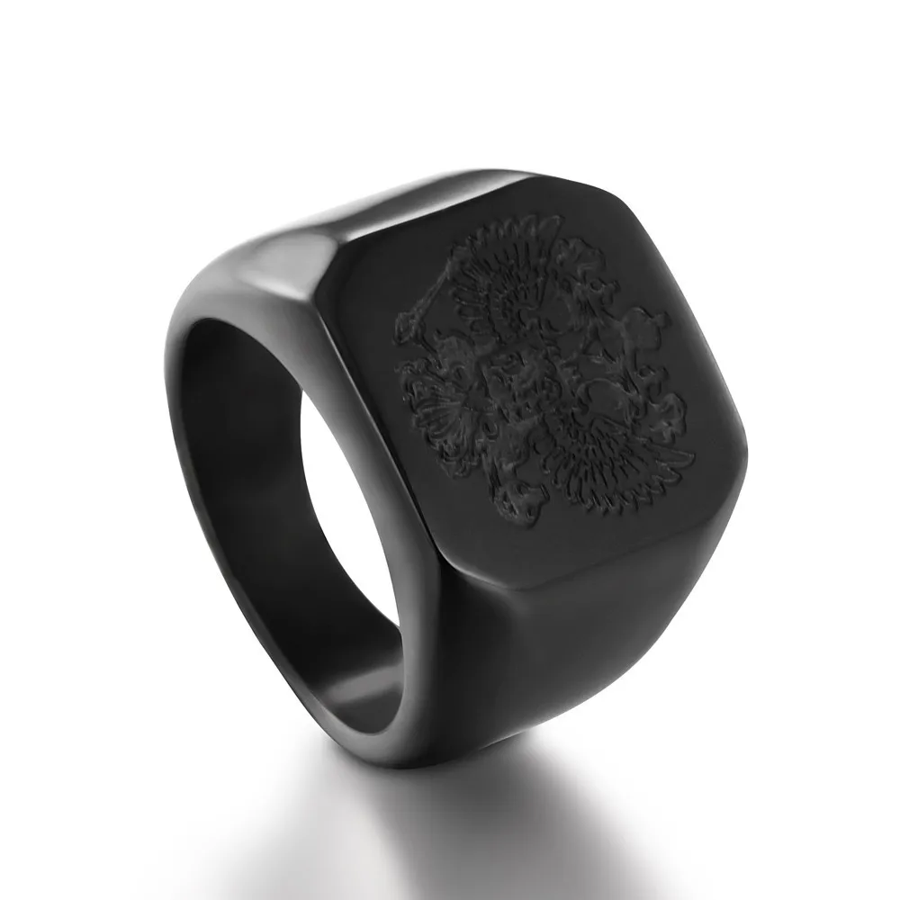 Black Painting Stainless Steel Custom Engraved Ring Masonic