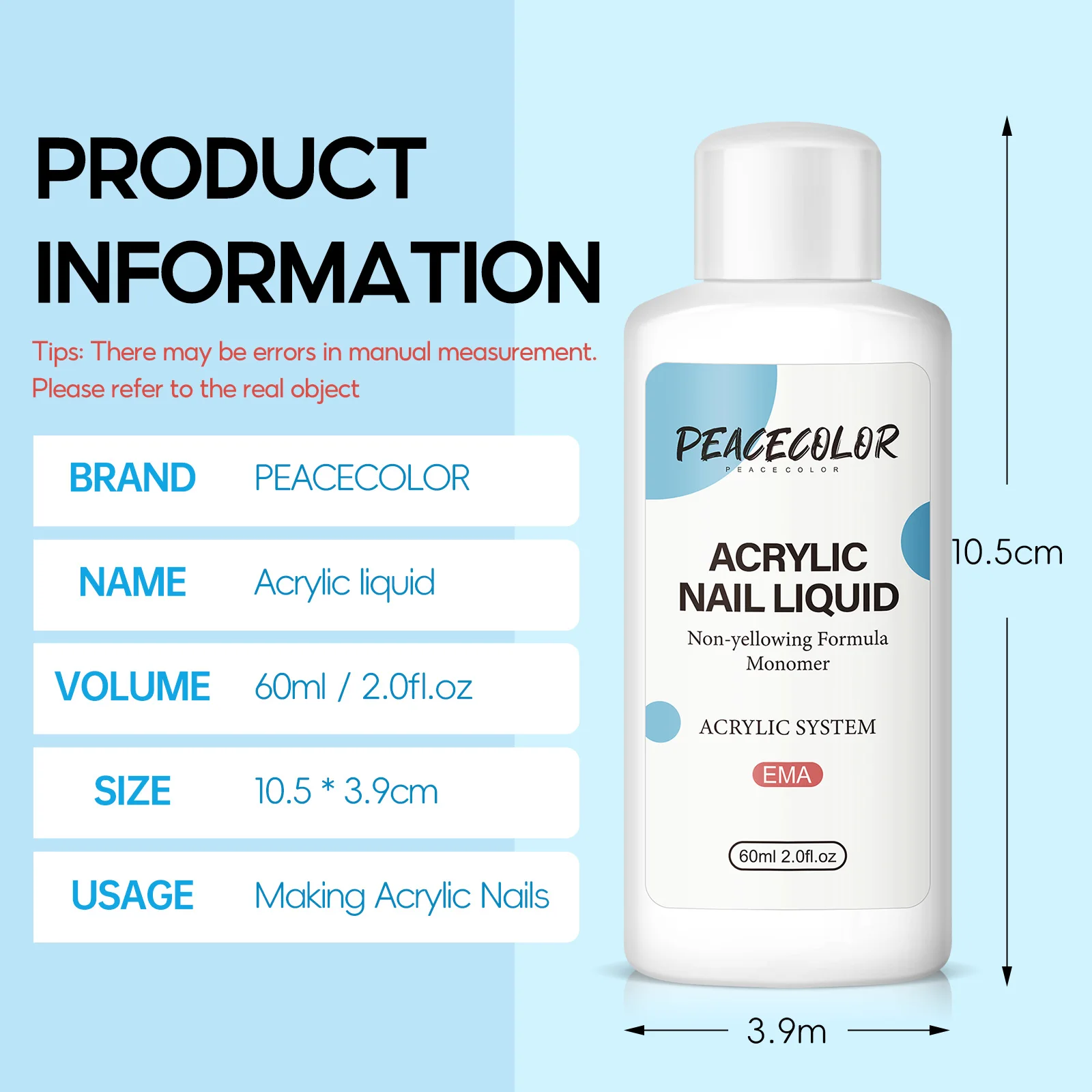 Wholesale Acrylic Nail Liquid EMA 60ml Non-Toxic Acrylic Liquid Monomer for Acrylic Powder Nail Extension Salon Quality