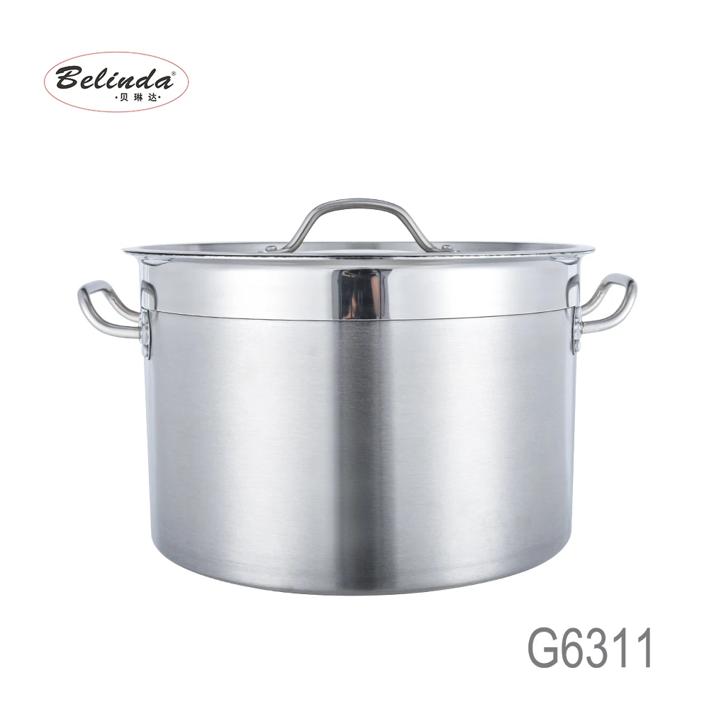 Induction Bottom Durable Restaurant Kitchen Stainless Steel Big Pots For Cooking