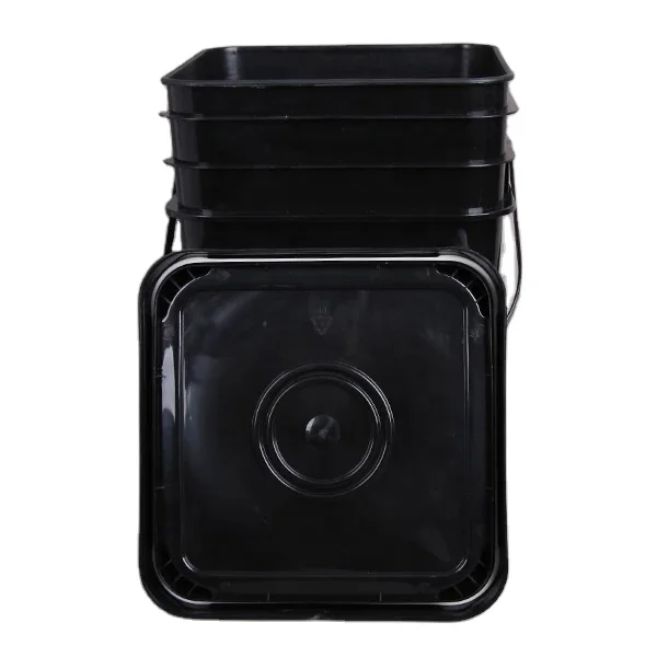 5 gallon 20L square red pail food grade pp large plastic buckets with lid