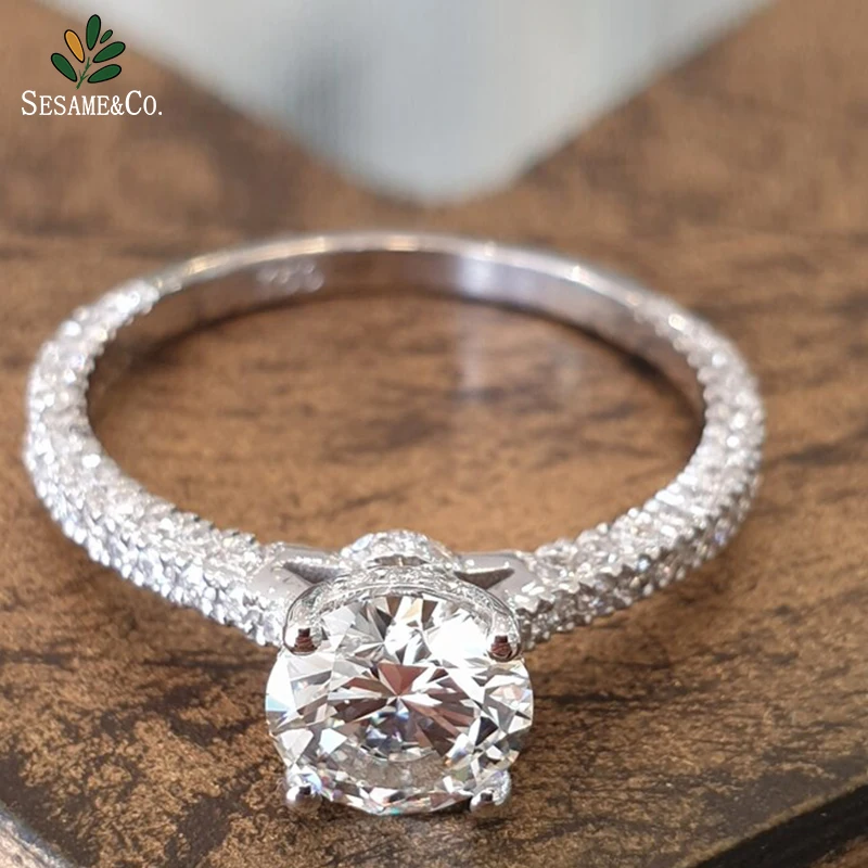 Unique Design Engagement Ring Diamond 18k White Gold Eternity Diamond Band Solitaire Diamond Engagement Rings For Women