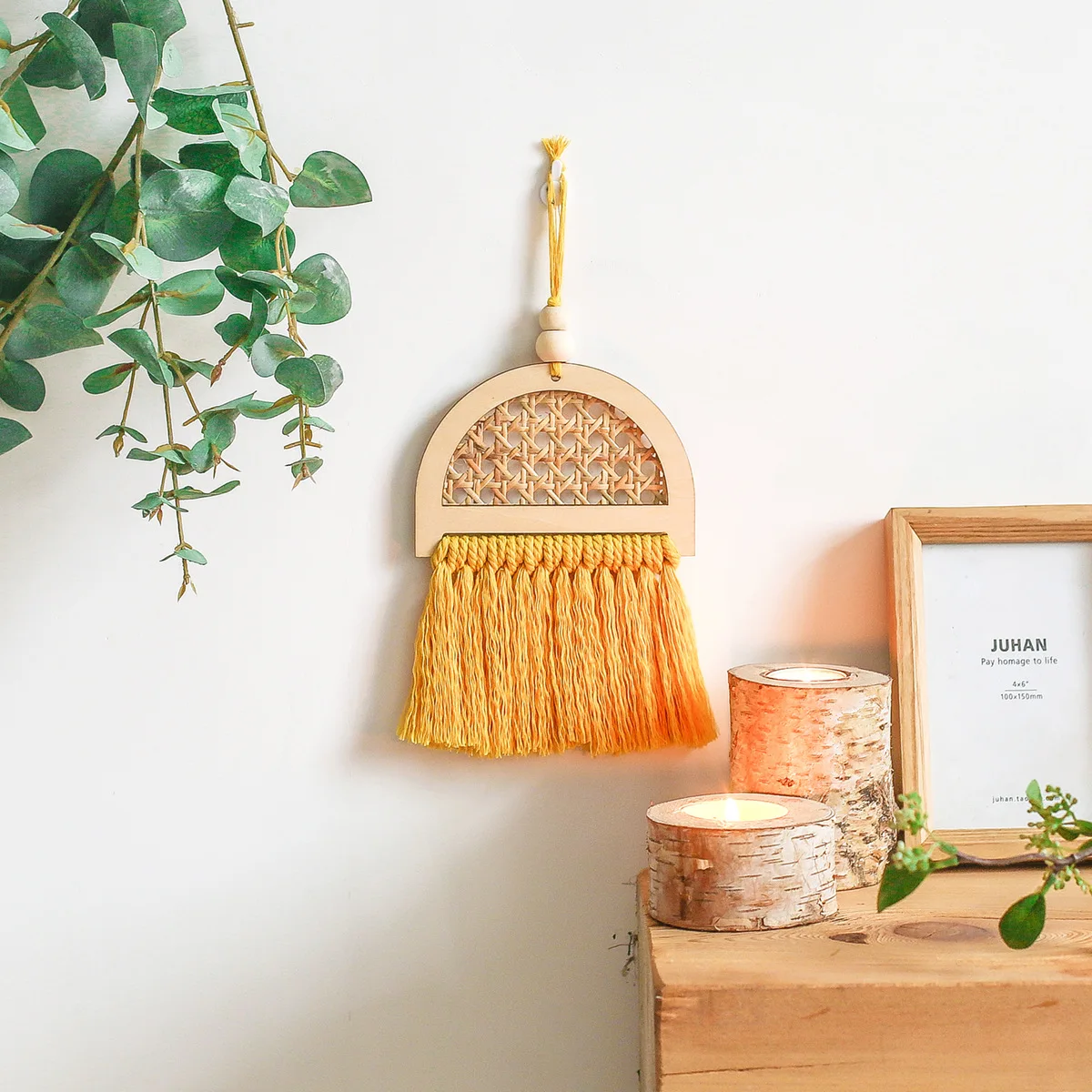 Crafts Christmas Atmosphere Girls Room Bedroom Decoration Wall Ins Nordic Cotton Rope Woven Tassel Tapestry Home Art Gift