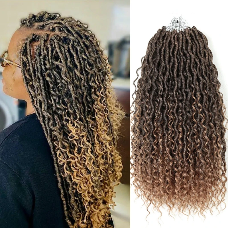 New Goddess Locs Crochet Hair Faux Locs Wavy Crochet Curly Hair Faux Locs Crochet with Curly Ends River Curls Crochet Hair