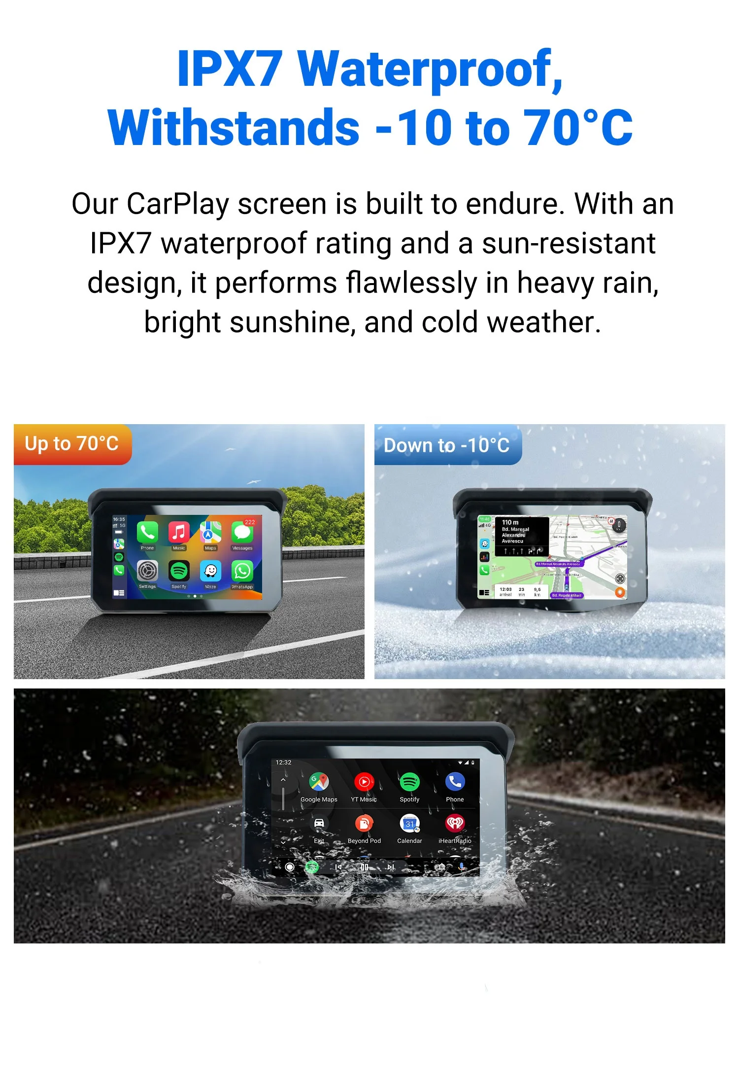 Ottocast Lite C5 SE портативный мотоцикл GPS беспроводной CarPlay Android Авто экран